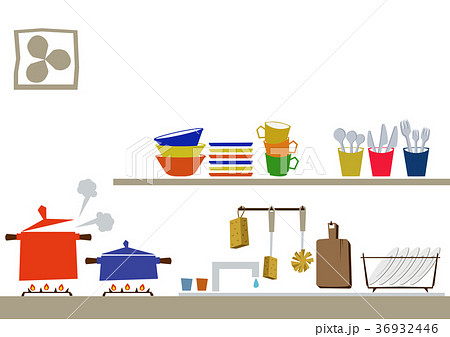 キッチンのイラスト 台所のクリップアート 生活雑貨のアイコン素材 のイラスト素材