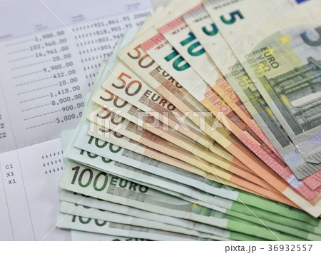 Banknotes, bank passbook for saving invest loan 36932557