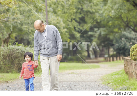 孫と遊ぶシニア 36932726