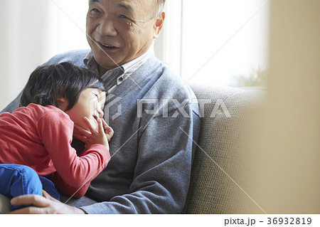 孫と遊ぶシニア 36932819