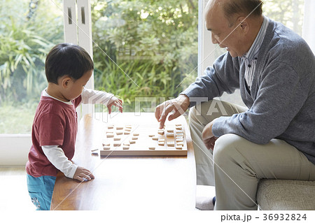 将棋をする子供とシニア 36932824