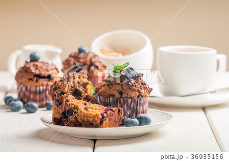 Carrot muffins with blueberrie 36935156