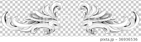 【装飾】重厚で精密な線画の飾り 【装飾】重厚で精密な線画の飾り 36936536