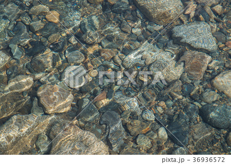 Stones underwater of clear river , closeup. 36936572