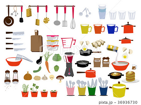 食器 調理器具のアイコン キッチン周りの雑貨 食器 のイラスト素材