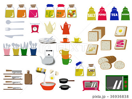キッチンの素材のアイコン パン 食べ物のアイコン 素材集 のイラスト素材