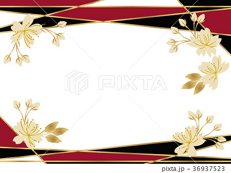 金色の背景 和柄 桜のモダンな背景素材 のイラスト素材