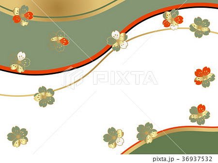 金色の背景 和柄 桜のモダンな背景素材 のイラスト素材