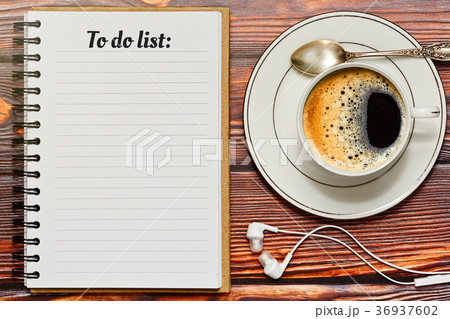 Filling up to do list during a coffee break Filling up to do list during a coffee break 36937602
