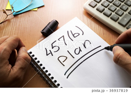 457(b) plan concept. Retirement savings account. 36937819