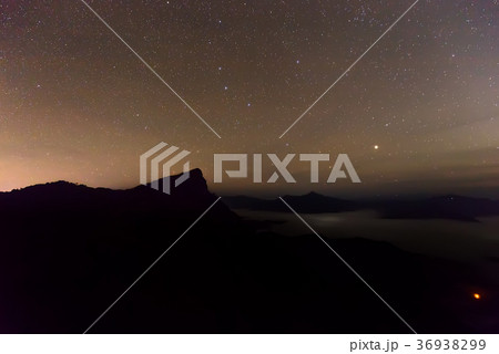 Night with Stars Trails inThailand 36938299