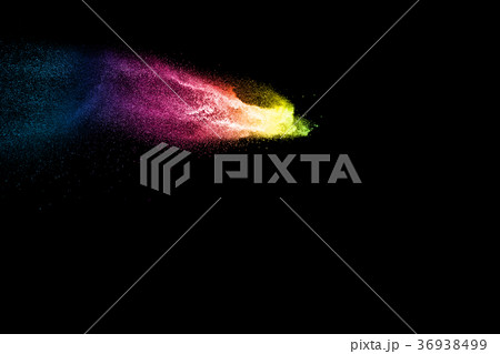 Freeze motion of multicolored particles on black  36938499