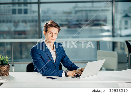 working on computer laptop online, businessman 36938510