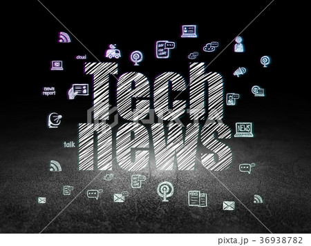 News concept: Tech News in grunge dark room 36938782