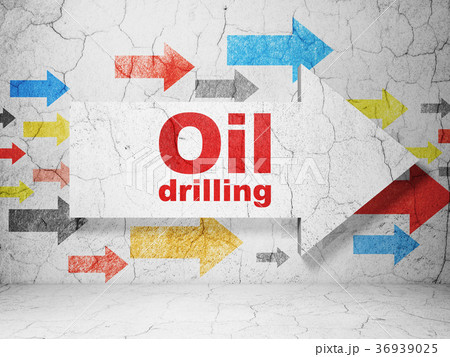 Manufacuring concept: arrow with Oil Drilling on Manufacuring concept: arrow with Oil Drilling on 36939025