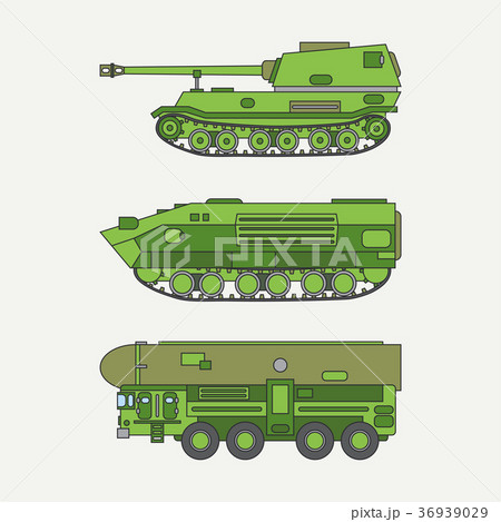 Line flat color vector icon set infantry assault Line flat color vector icon set infantry assault 36939029