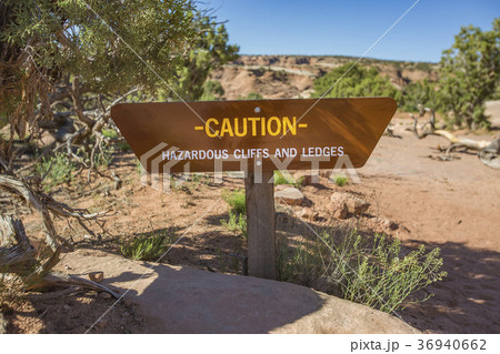 Caution sign in Moab 36940662