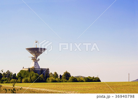 Large satellite dish radar antenna station field 36940798