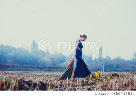 Lonely girl on a walk Lonely girl on a walk 36941488