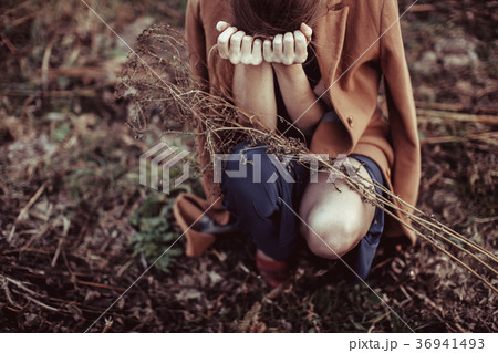 Lonely girl on a walk Lonely girl on a walk 36941493
