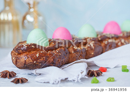 Traditional Greek Easter bread - tsoureki Traditional Greek Easter bread - tsoureki 36941956