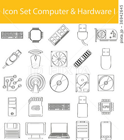 Drawn Doodle Lined Icon Set Computer_Hardware I 36942645