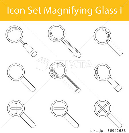 Drawn Doodle Lined Icon Set Magnifying Glass I 36942688