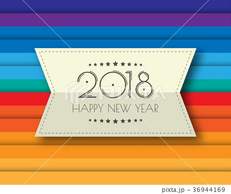 Happy new 2018 year. Greetings card.  36944169