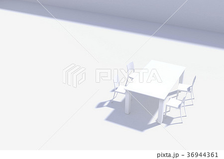 白いテーブルとイス 白いテーブルとイス 36944361