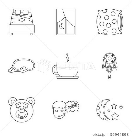 Sleep symbols icon set, outline style Sleep symbols icon set, outline style 36944898