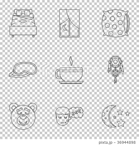 Sleep symbols icon set, outline style 36944898