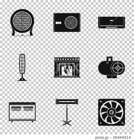 House heater icon set, simple style House heater icon set, simple style 36944914