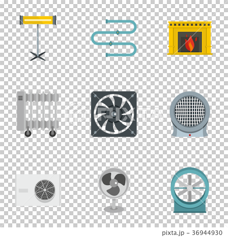 Heating cooling air icon set, flat style Heating cooling air icon set, flat style 36944930