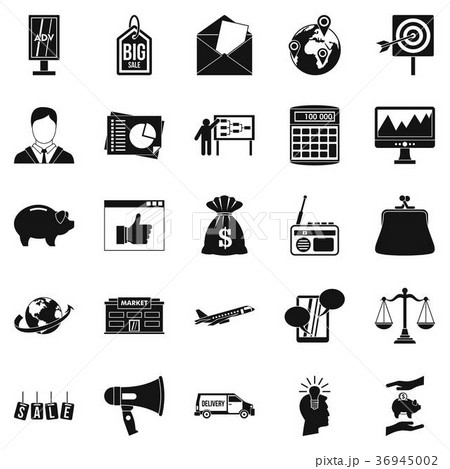 Commercials icons set, simple style Commercials icons set, simple style 36945002