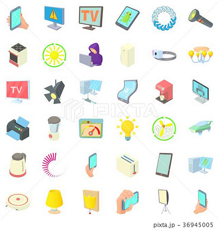 Electricity indicator icons set, cartoon style 36945005