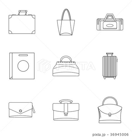 Bag types icon set, outline style Bag types icon set, outline style 36945006