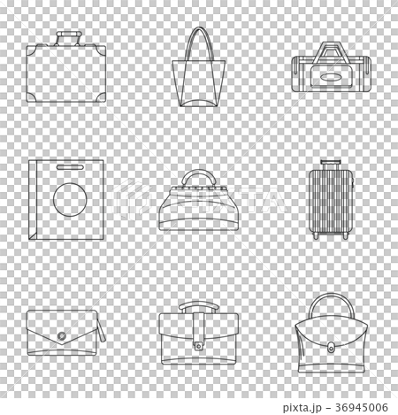Bag types icon set, outline style Bag types icon set, outline style 36945006