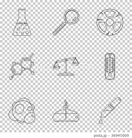 Chemistry icon set, outline style Chemistry icon set, outline style 36945009