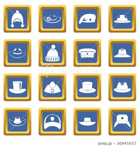 Headdress hat icons set blue 36945037