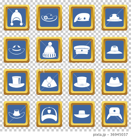 Headdress hat icons set blue Headdress hat icons set blue 36945037