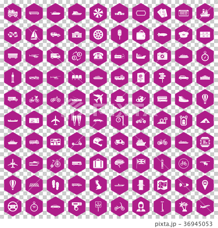 100 public transport icons hexagon violet 100 public transport icons hexagon violet 36945053