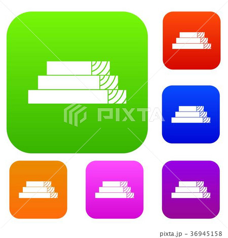 Wooden planks set collection 36945158