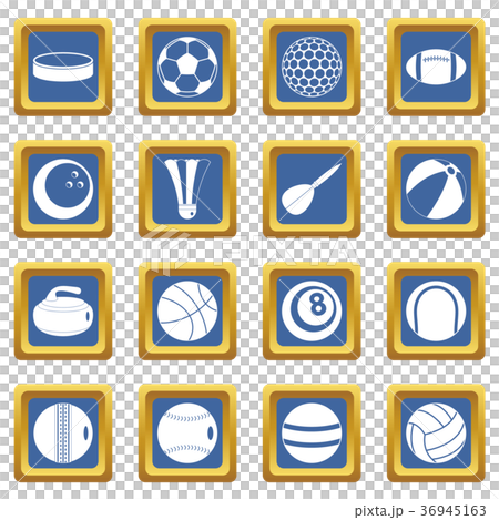 Sport balls icons set blue Sport balls icons set blue 36945163