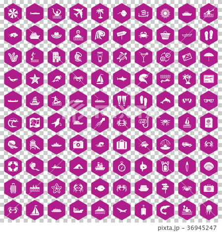 100 sea life icons hexagon violet 100 sea life icons hexagon violet 36945247