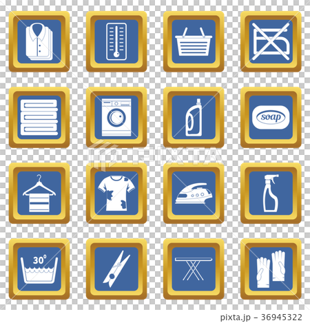 Laundry icons set blue Laundry icons set blue 36945322