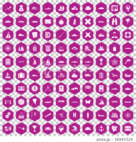 100 shipping icons hexagon violet 100 shipping icons hexagon violet 36945329
