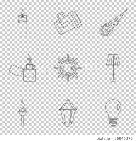 Light symbols icon set, outline style 36945376