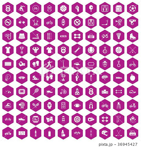 100 sport icons hexagon violet 100 sport icons hexagon violet 36945427