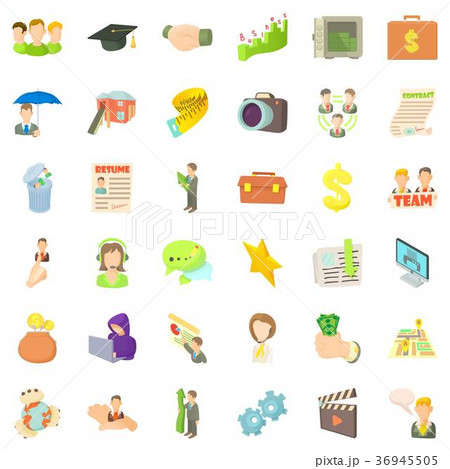 Fast career icons set, cartoon style 36945505