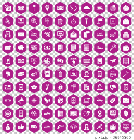 100 smartphone icons hexagon violet 100 smartphone icons hexagon violet 36945560